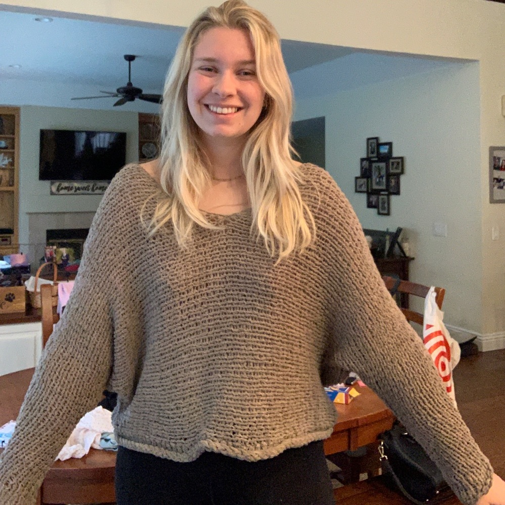 Free People flowy tan knit sweater!